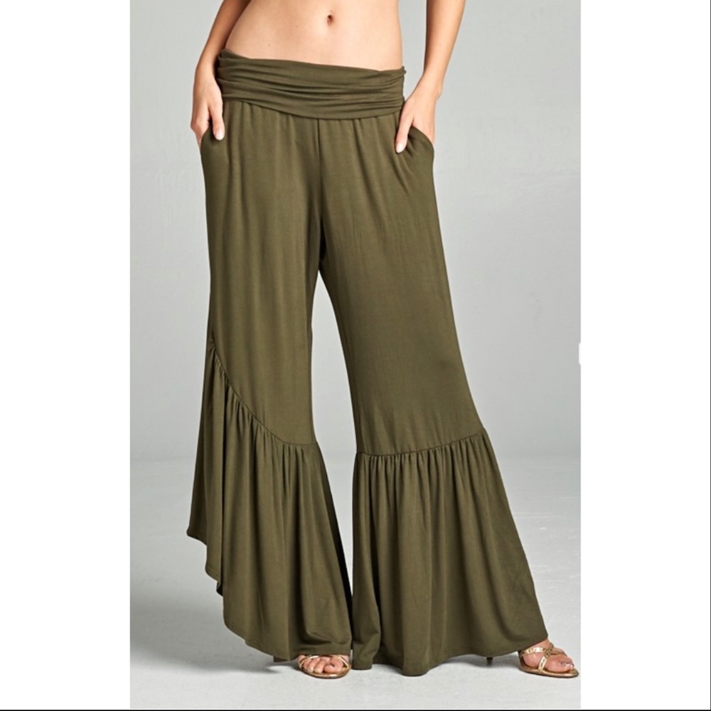 BOHO LOOSE FIT PALAZZO PANTS WITH POCKETS - Picture 1 of 6